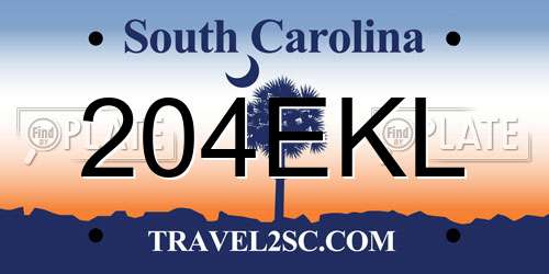 204EKL South Carolina License Plate