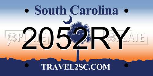 2052RY South Carolina License Plate