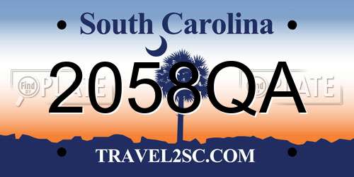 2058QA South Carolina License Plate