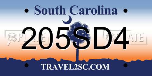 205SD4 South Carolina License Plate