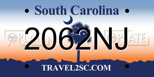 2062NJ South Carolina License Plate