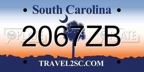 2067ZB South Carolina License Plate