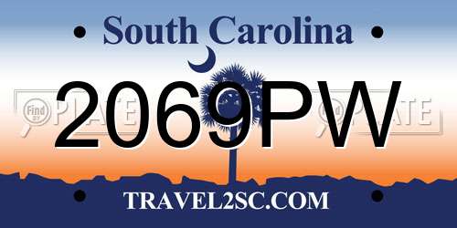 2069PW South Carolina License Plate