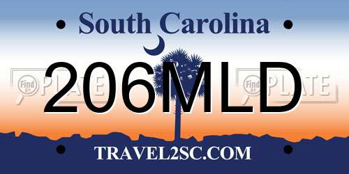 206MLD South Carolina License Plate