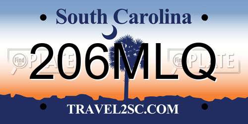 206MLQ South Carolina License Plate