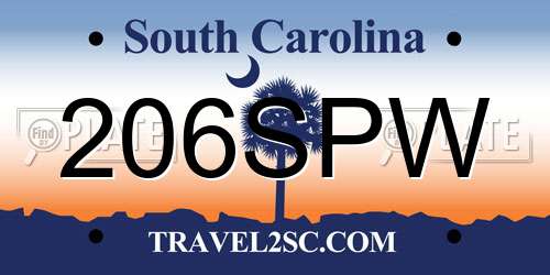 206SPW South Carolina License Plate
