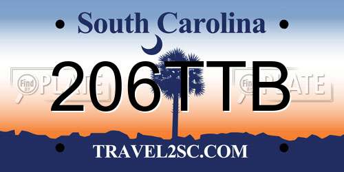 206TTB South Carolina License Plate