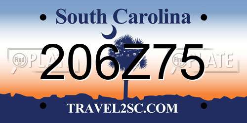 206Z75 South Carolina License Plate