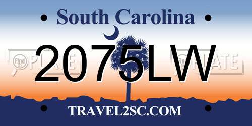 2075LW South Carolina License Plate