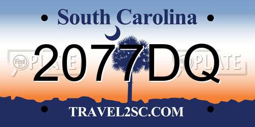 2077DQ South Carolina License Plate