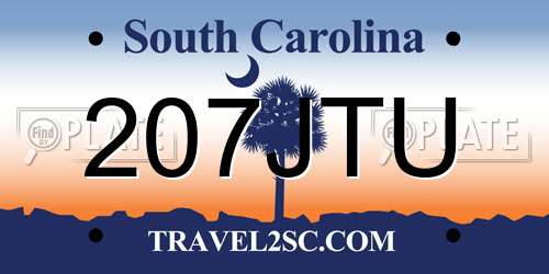207JTU South Carolina License Plate