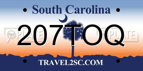 207TOQ South Carolina License Plate