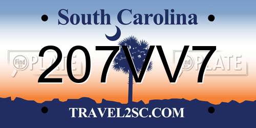 207VV7 South Carolina License Plate