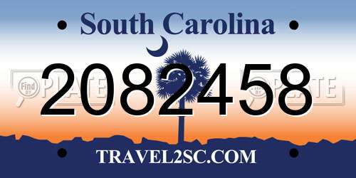 2082458 South Carolina License Plate