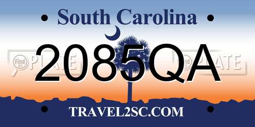 2085QA South Carolina License Plate
