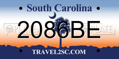 2086BE South Carolina License Plate