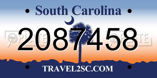 2087458 South Carolina License Plate