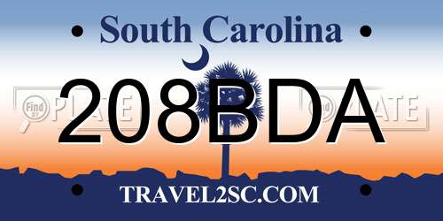 208BDA South Carolina License Plate
