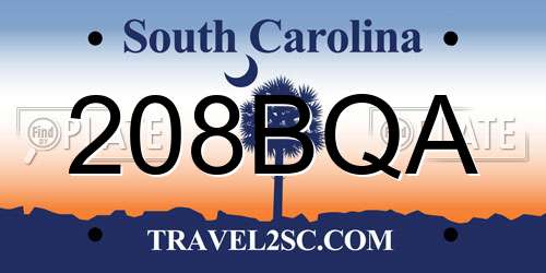 208BQA South Carolina License Plate