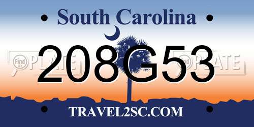 208G53 South Carolina License Plate