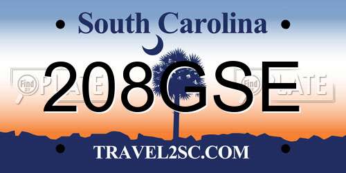 208GSE South Carolina License Plate