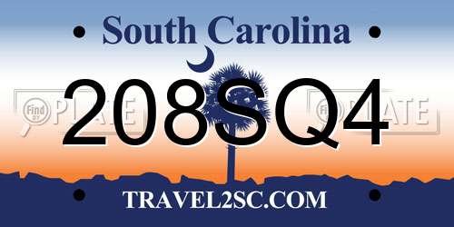 208SQ4 South Carolina License Plate