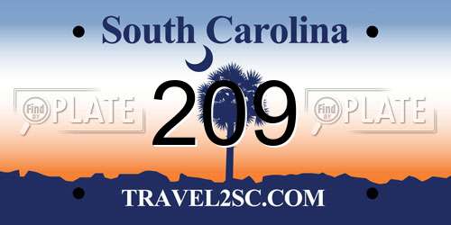209 South Carolina License Plate