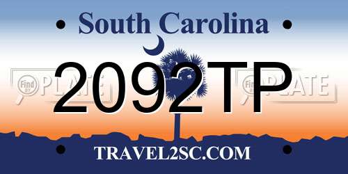 2092TP South Carolina License Plate