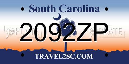 2092ZP South Carolina License Plate