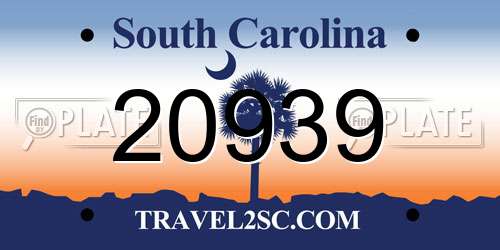 20939 South Carolina License Plate