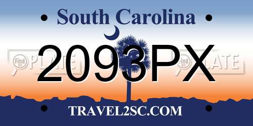 2093PX South Carolina License Plate