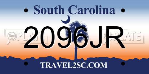 2096JR South Carolina License Plate