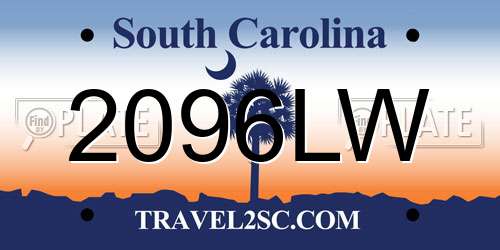 2096LW South Carolina License Plate
