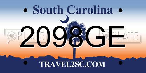 2098GE South Carolina License Plate