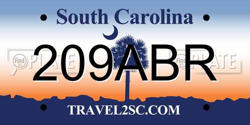 209ABR South Carolina License Plate