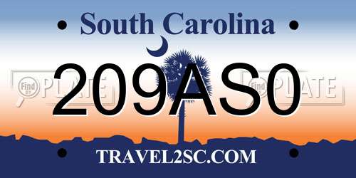 209AS0 South Carolina License Plate