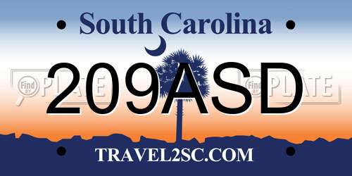 209ASD South Carolina License Plate