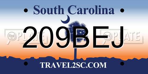 209BEJ South Carolina License Plate