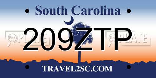 209ZTP South Carolina License Plate