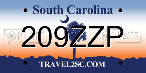 209ZZP South Carolina License Plate