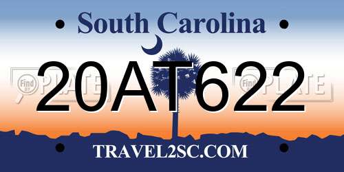 20AT622 South Carolina License Plate