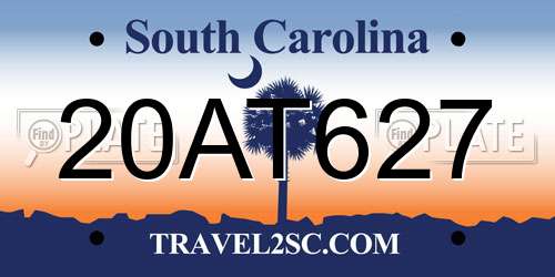 20AT627 South Carolina License Plate