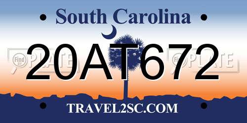 20AT672 South Carolina License Plate