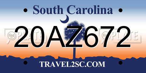 20AZ672 South Carolina License Plate