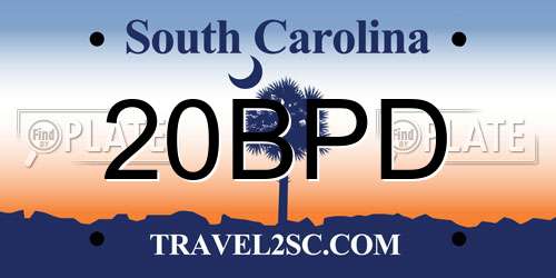 20BPD South Carolina License Plate