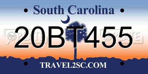 20BT455 South Carolina License Plate