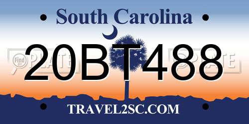 20BT488 South Carolina License Plate