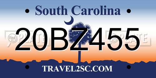 20BZ455 South Carolina License Plate