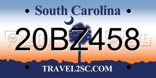 20BZ458 South Carolina License Plate