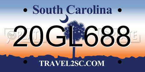 20GL688 South Carolina License Plate